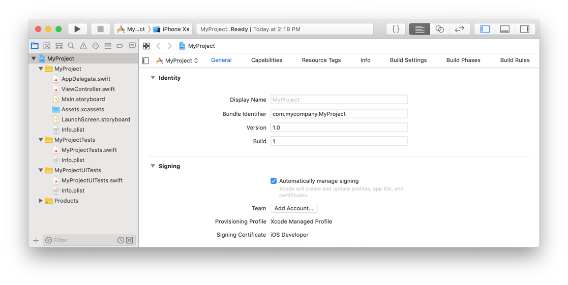 Open an existing project in Xcode or create a new one