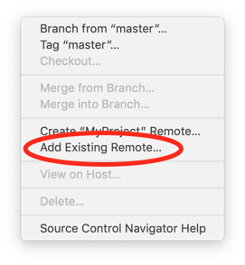 Select Add Existing Remote…